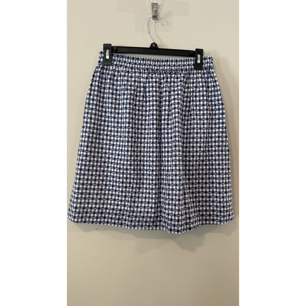 J. Crew Blue and White Gingham Pleated A-line Skirt Size 0 3033 - Picture 4 of 8
